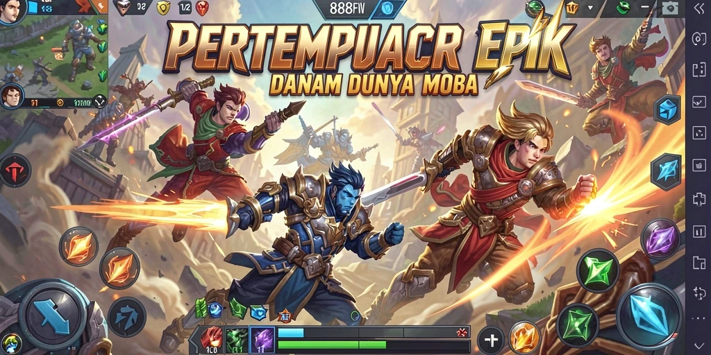 Screenshot gameplay MOBA yang mendebarkan di 888FW.