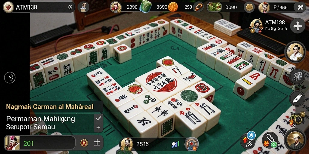 Tampilan gameplay seru dari ATM138 dengan desain ubin Mahjong menarik.
