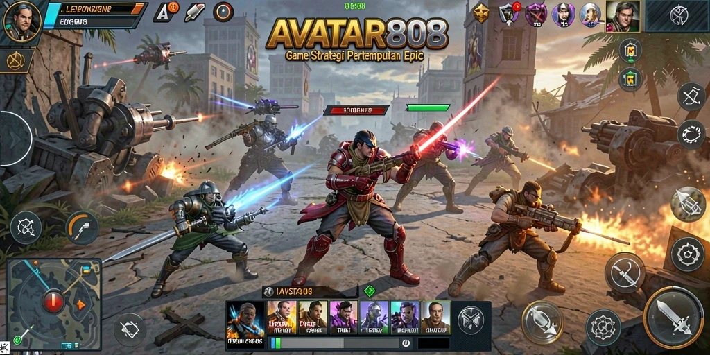 Screenshot utama AVATAR808 menampilkan pertempuran strategis yang mendebarkan.