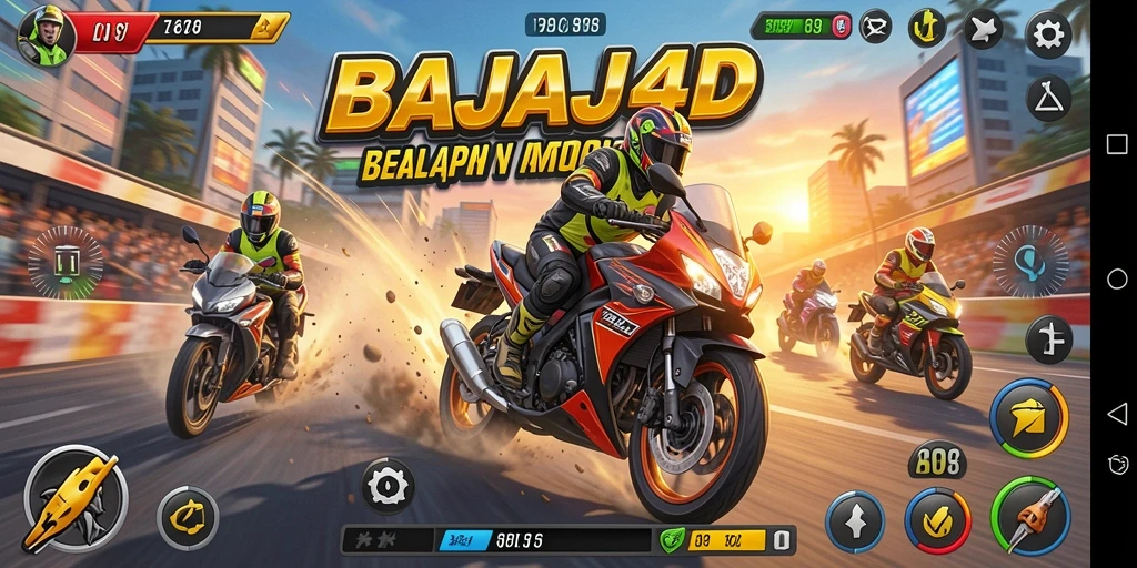 Tampilan action-packed dari gameplay balap motor di BAJAJ4D.