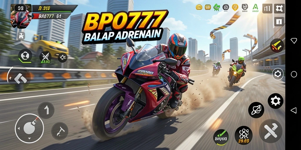 Tampilan gameplay balap motor yang memukau di BPO777.