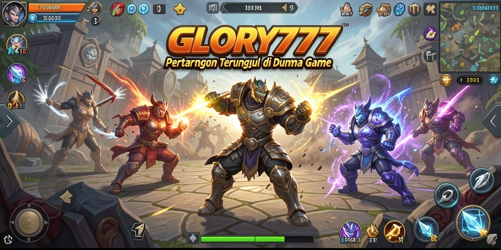 Tangkapan layar dinamis menunjukkan aksi seru dalam GLORY777.