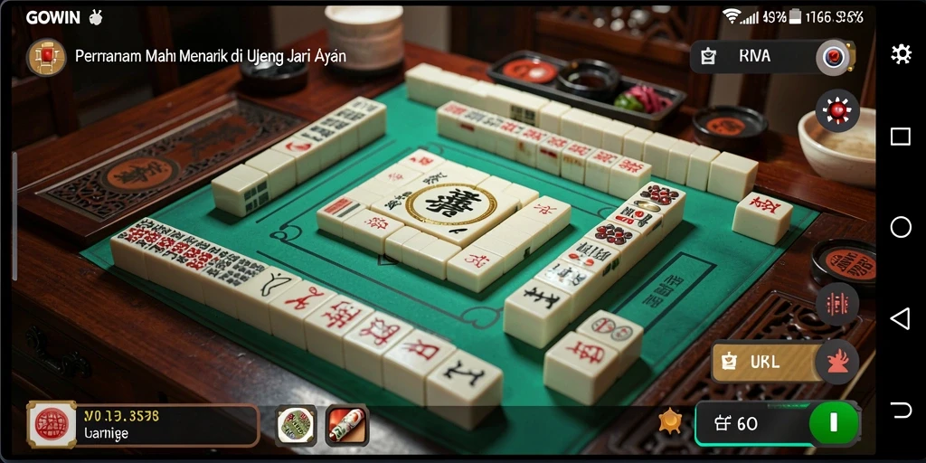 Screenshot GOWIN menampilkan gameplay seru Mahjong yang menantang.