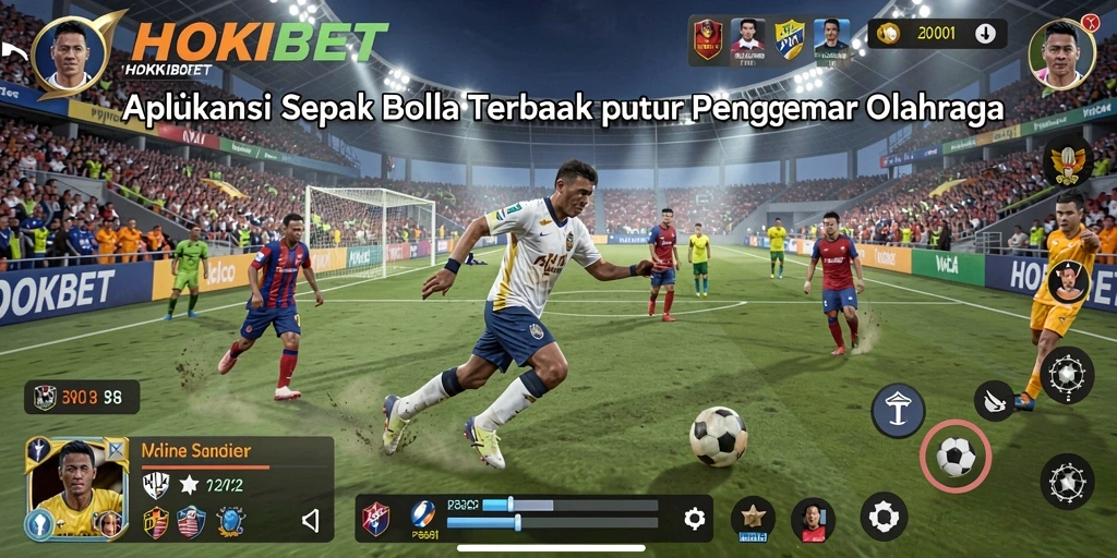 Tampilan utama gameplay HOKIBET yang menampilkan aksi sepak bola seru.