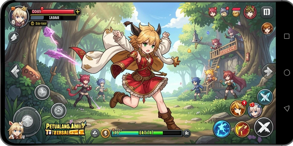 Screenshot permainan IDR89 menampilkan aksi karakter Anime.