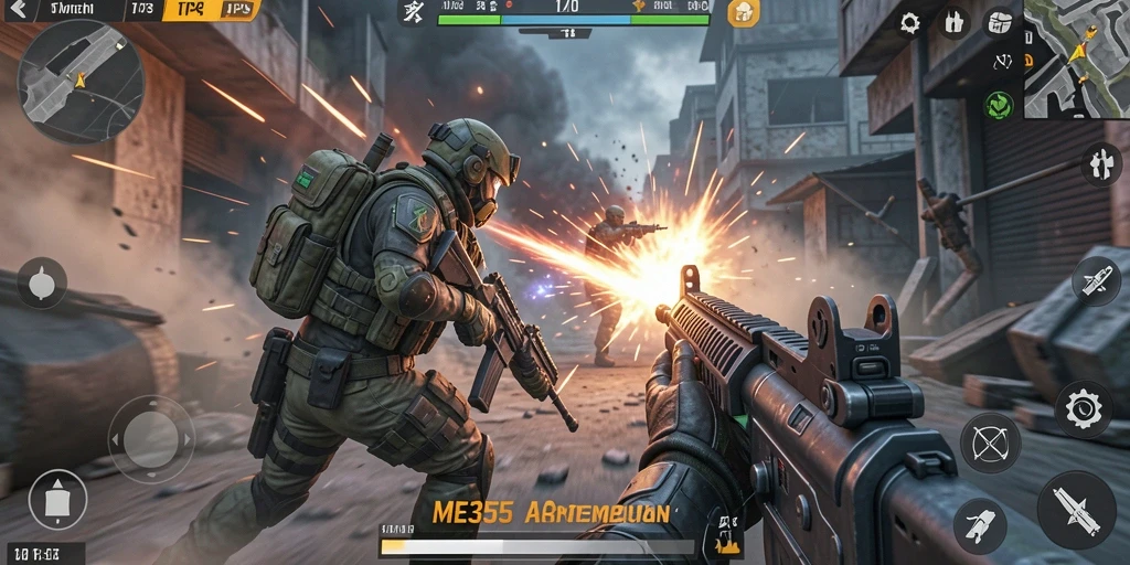 Tangkapan layar menunjukkan aksi seru dalam game TPS ME355.