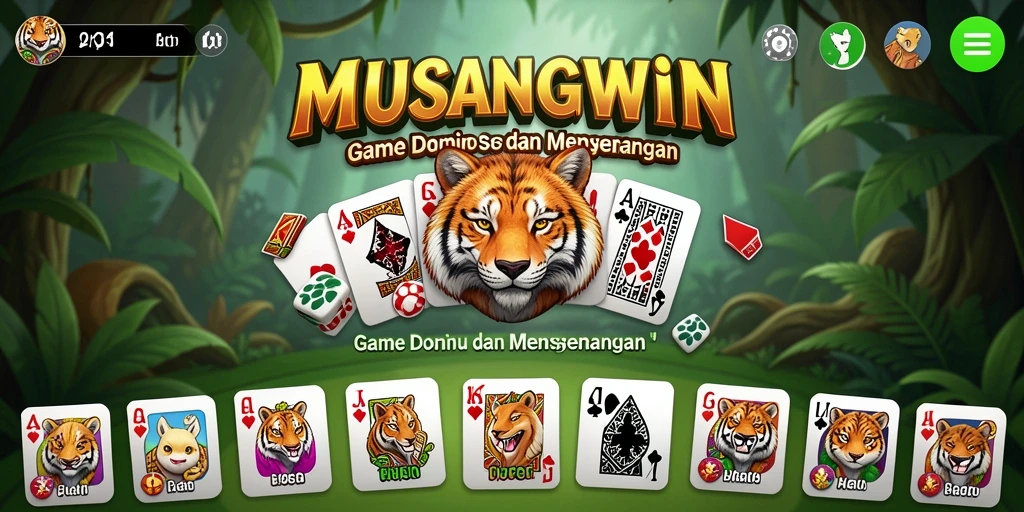Tangkapan layar utama MUSANGWIN menampilkan gameplay domino yang menarik.