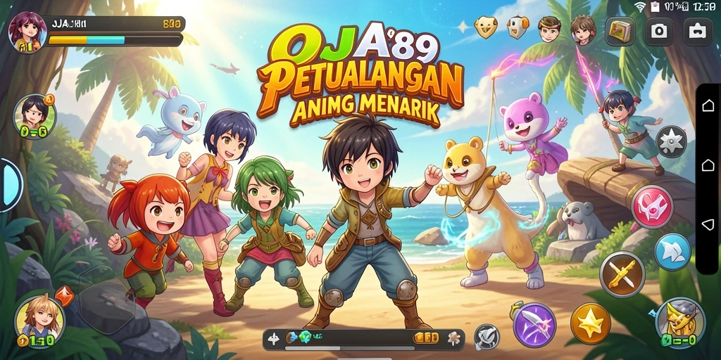 Tangkapan layar menampilkan aksi seru dalam OJA89 dengan karakter anime.