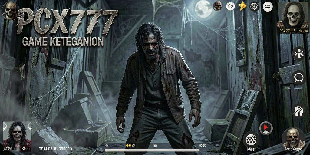 Tampilan gameplay menegangkan dari PCX777 dengan atmosfer horor yang mencekam.