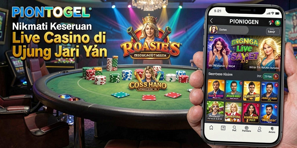 Tampilan menarik permainan Live Casino PIONTOGEL dengan dealer langsung.