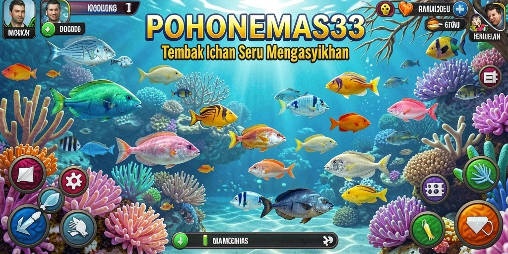 Screenshot POHONEMAS33 menampilkan aksi seru Tembak Ikan yang mendebarkan.