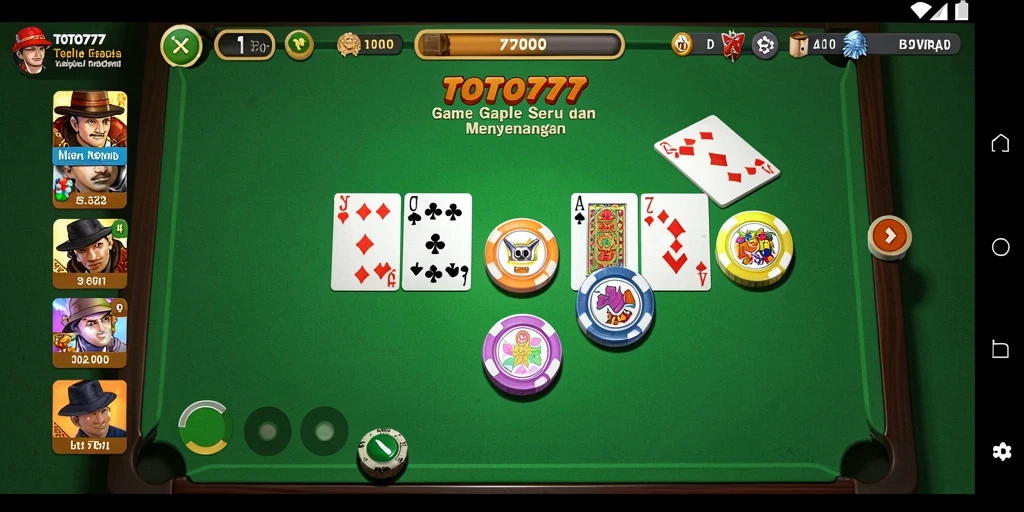 Screenshot TOTO777 menampilkan gameplay Gaple yang seru dan interaktif.