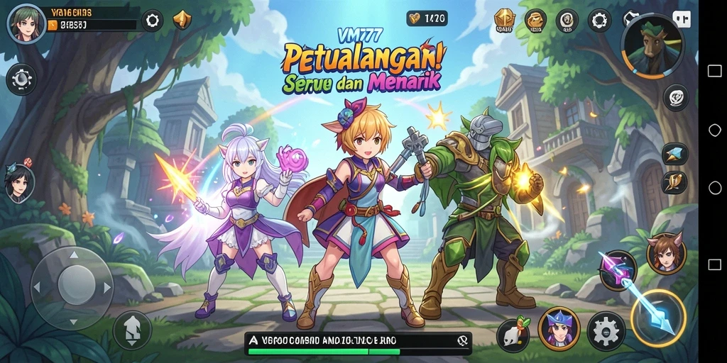 Tampilan gameplay seru dalam dunia Anime yang penuh warna.