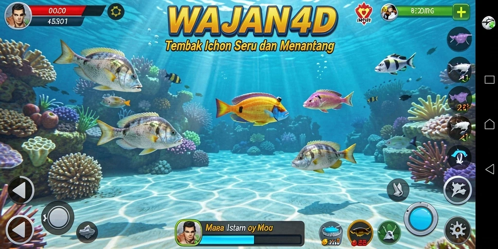 Tampilan gameplay WAJAN4D yang seru saat menembak ikan.