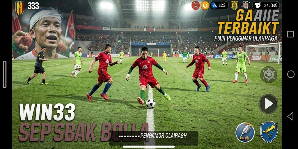 Screenshot permainan <strong>WIN33</strong> menampilkan aksi seru di lapangan sepak bola.